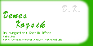denes kozsik business card